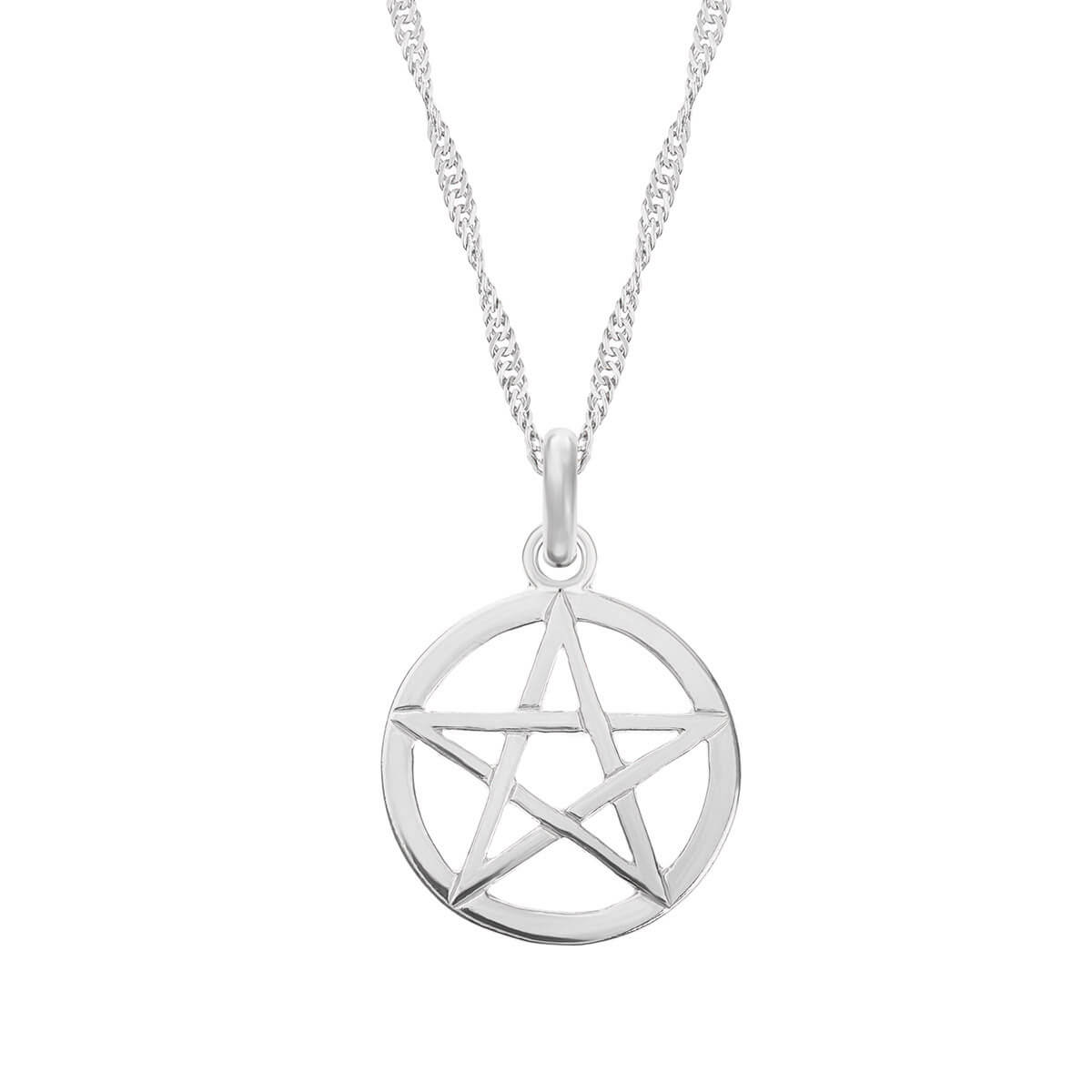 Srebrny naszyjnik pentagram biały pentakl